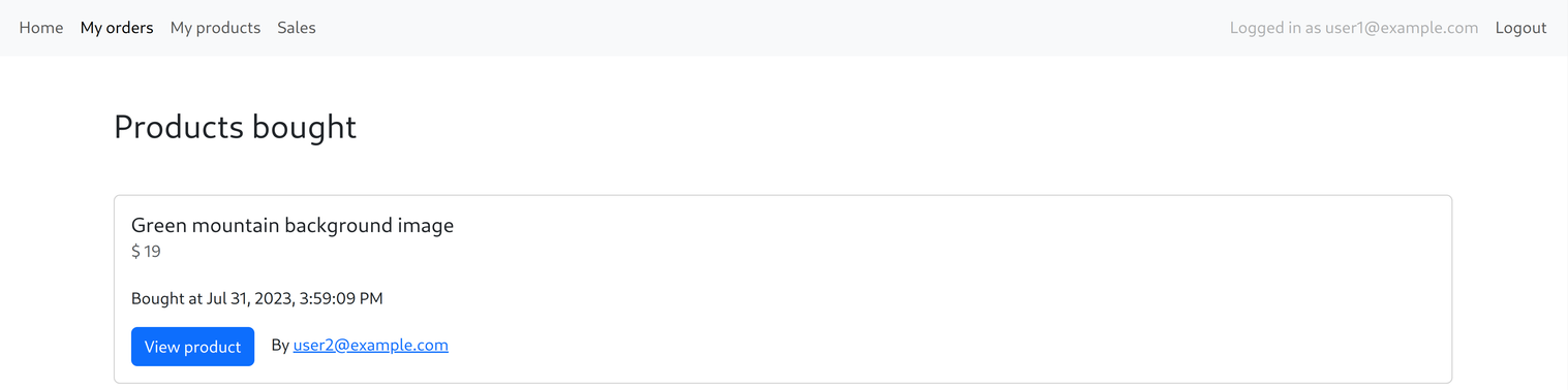 Bought product shows up in the My orders list