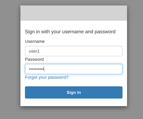 Login page